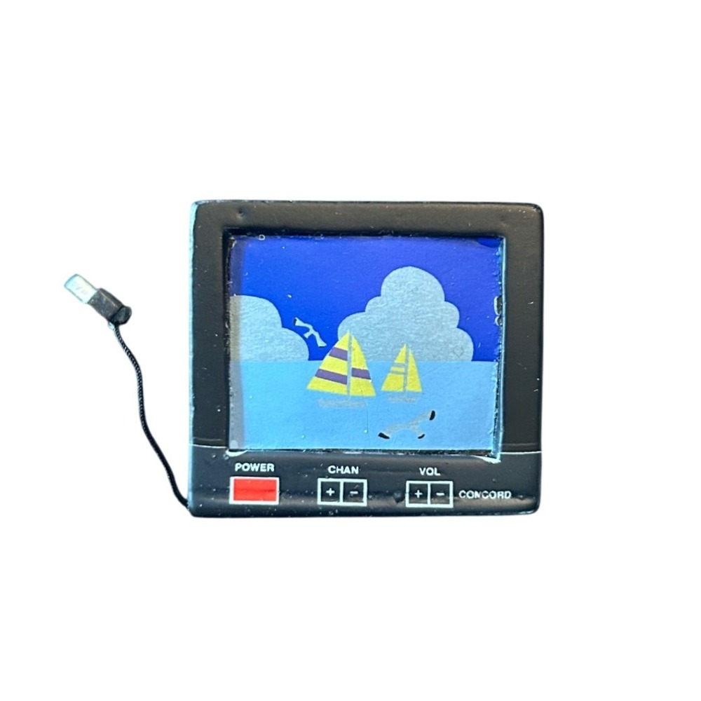 Vintage Concord Miniature Television Dollhouse Accessory Black Nautical Screen